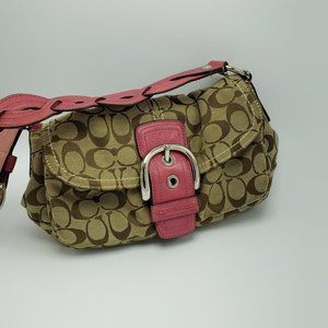 COACH Soho Pink Monogram Signature Shoulder Purse
